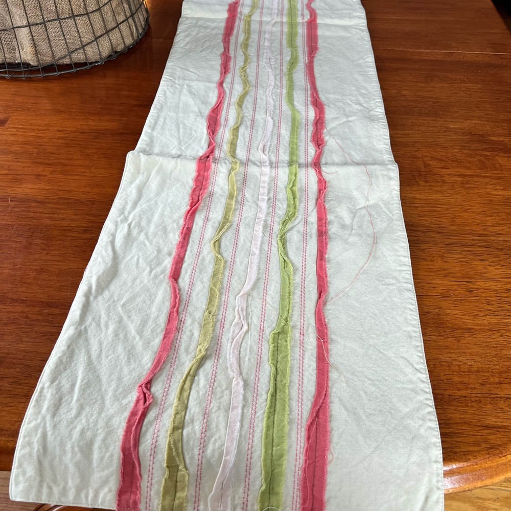 Elegant Pink and Green Table Runner